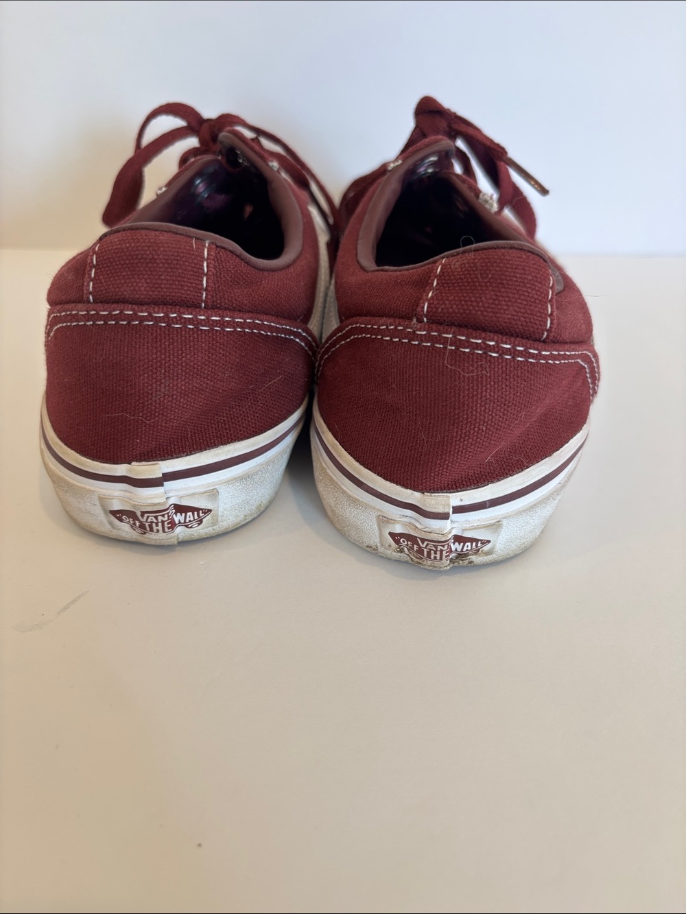 Vans Burgundy Canvas Low-Top Sneakers with White Side Stripe - Picture 3 of 5